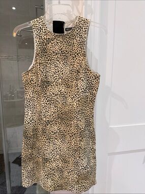 Alexander Wang Leopard Print Sleeveless Mini Dress in Tan and Black